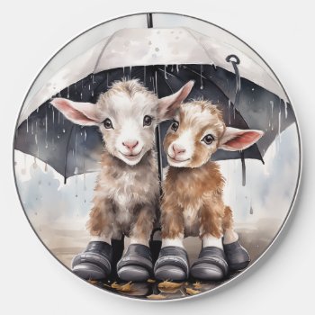 Cute Rainy Day Goats  Wireless Charger by getyergoat at Zazzle