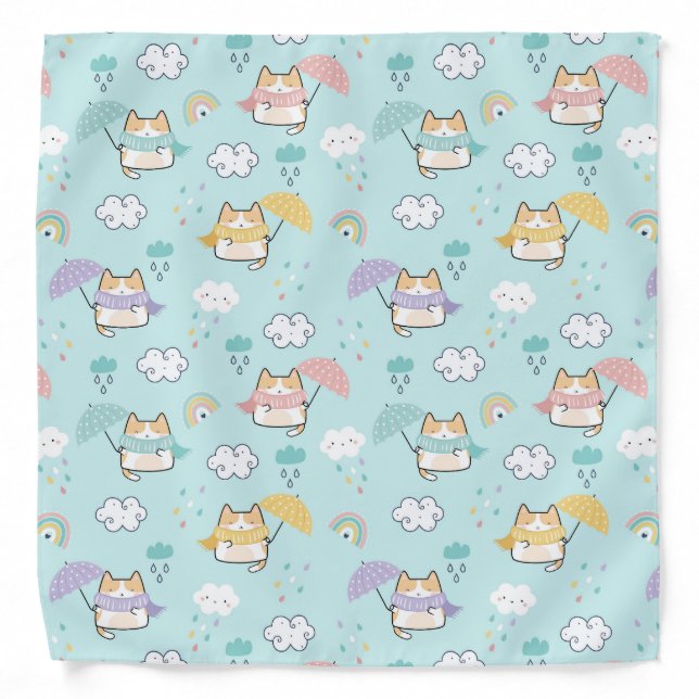 Cute Rainy Day Pattern Bandana (Front)