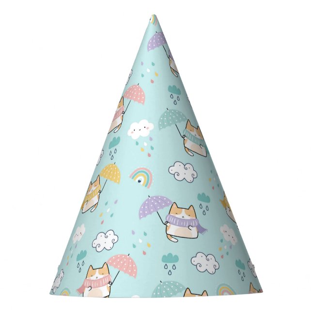 Cute Rainy Day Pattern Party Hat (Front)