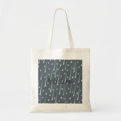 Cute Rainy Day Personalized Dark Gray Tote Bag