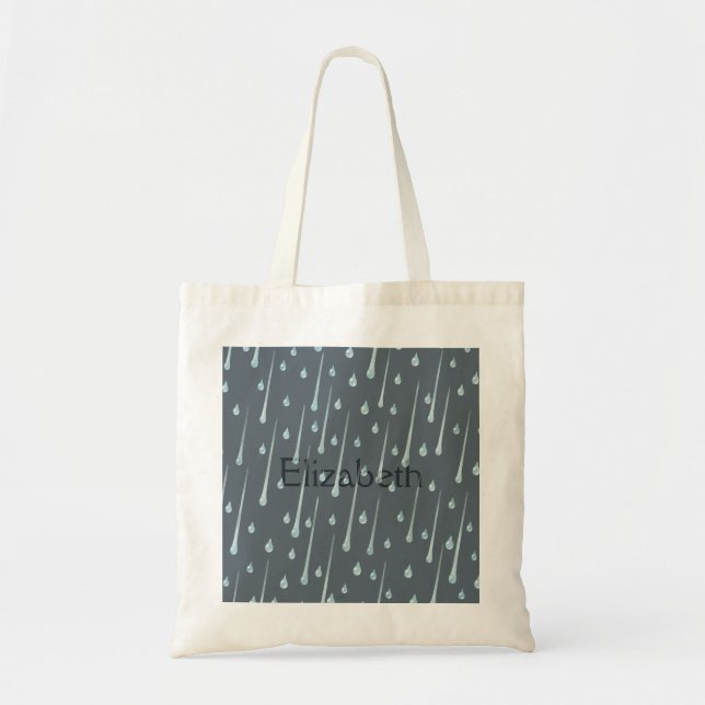 Cute Rainy Day Personalized Dark Gray Tote Bag (Front)