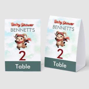 Cute Ram Winter Baby Shower Table Number Paper Table Tent