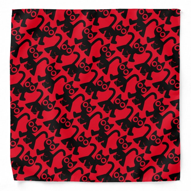 Cute Rambling Cartoon Cat Bandana (Front)