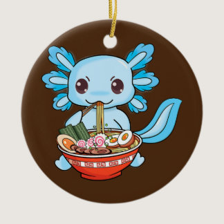 Cute Ramen Axolotl Japanese Anime Noodles Kids Ceramic Ornament