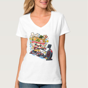 Cute Ramen Bowl Rowing Machine Cartoon Fitness T-Shirt