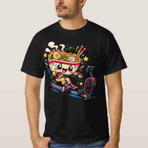 Cute Ramen Bowl Rowing Machine Cartoon Fitness T-Shirt