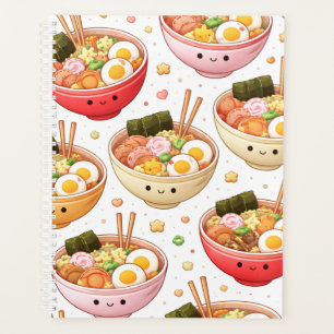 Cute Ramen Bowls Planner - Kawaii Smiling Noodles