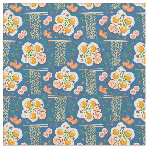 Cute Ramen & Breakfast Food Pattern Fabric