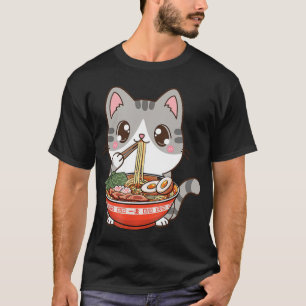 Cute Ramen Cat Kawaii Anime Japanese Food Boy Girl T-Shirt