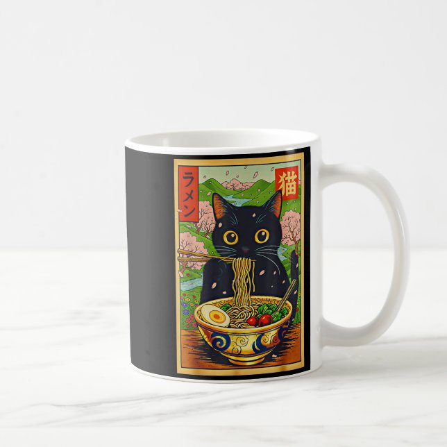 Cute Ramen Cat Nature Flowers Noodle Anime  Coffee Mug (Right)