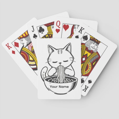 Cute Ramen Cat Personalized Poker Cards