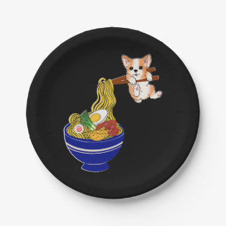 Cute Ramen Corgi Dog Paper Plates