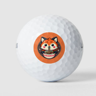 Cute Ramen Fox Illustration for Merch Design Golf Balls