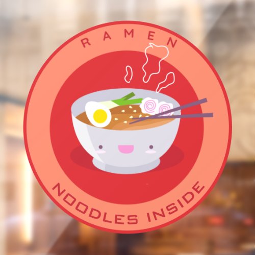 Cute Ramen Noodles Inside Restaurant Advert 3 Window Cling
