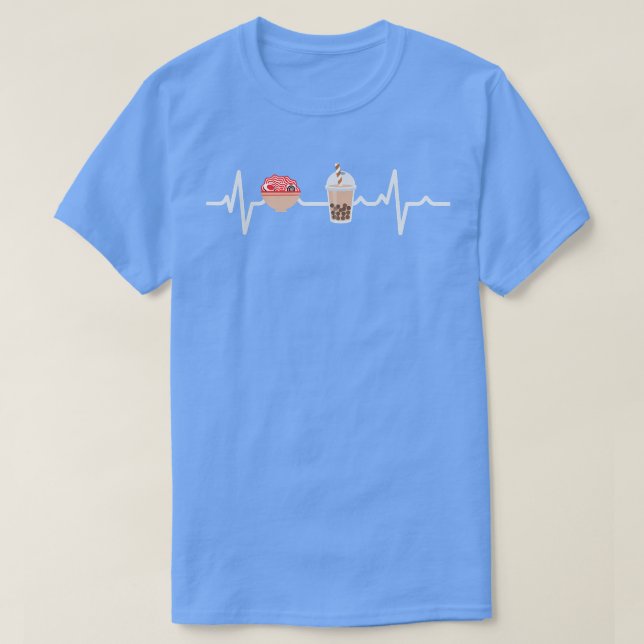Cute Ramen Tee Kawaii Noodles Heartbeat Bubble Tea (Design Front)