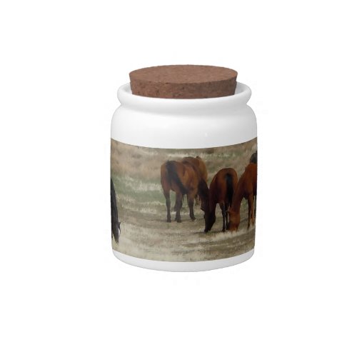 Cute Ranch Horse Herd Western Spare Change Bank Candy Jar