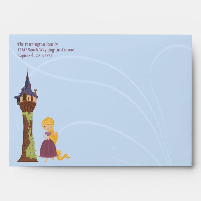 Cute rapunzel tower customizable address envelope (Front)