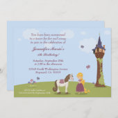 Cute rapunzel tower girl's birthday party invite (Front/Back)