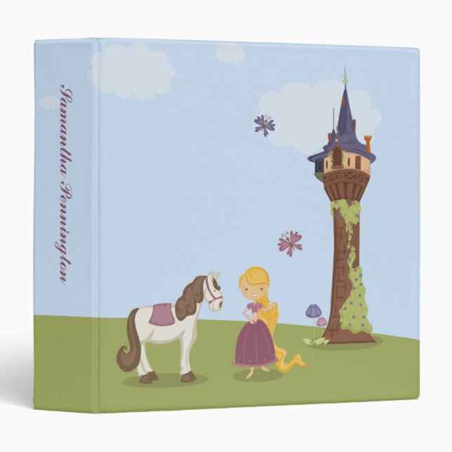 Cute rapunzel tower girl's personalized binder (Front/Spine)