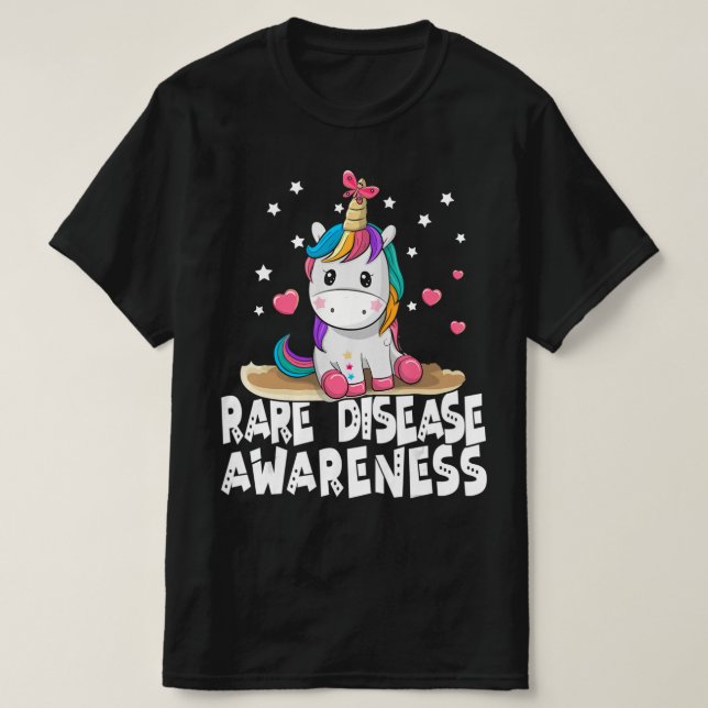 Cute Rare Disease Awareness T Shirt Unicorn Lovers (Design Front)