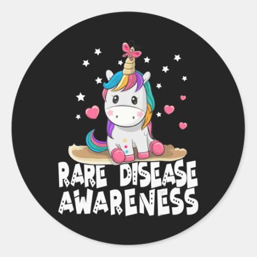 Cute Rare Disease Awareness T Shirt Unicorn Lovers Classic Round Sticker