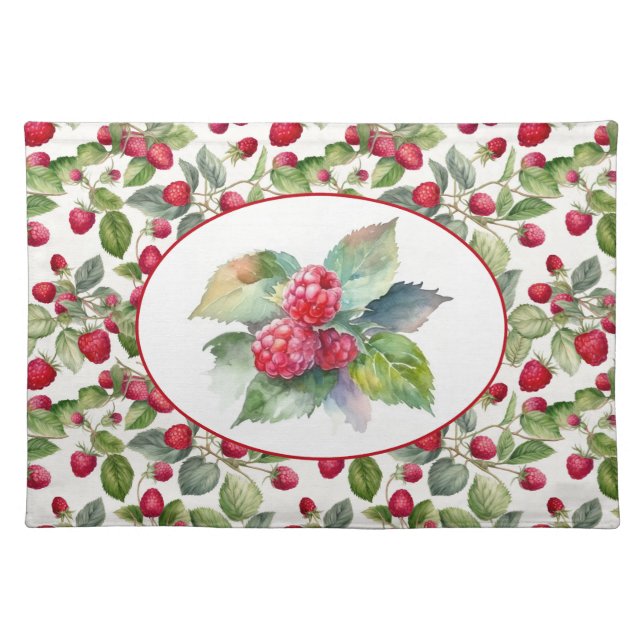 Cute Raspberries Watercolor  Cloth Placemat (Front)