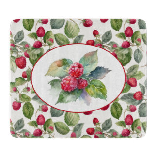 Cute Raspberries Watercolor Cutting Board