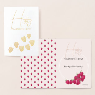 Cute Raspberries Watercolor Illustration Foil Card