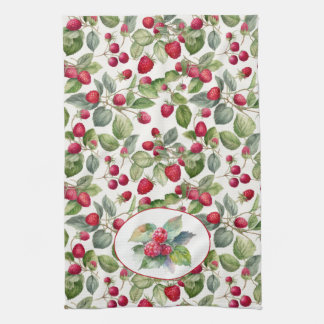 Cute Raspberries Watercolor Kitchen Towel