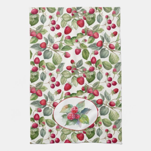 Cute Raspberries Watercolor  Kitchen Towel (Vertical)
