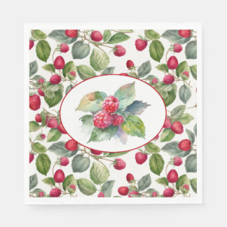 Cute Raspberries Watercolor Napkins