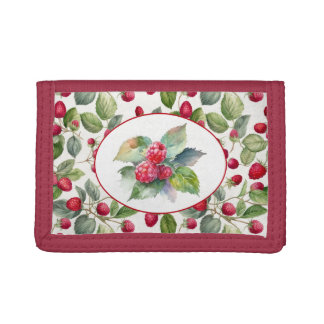 Cute Raspberries Watercolor Trifold Wallet
