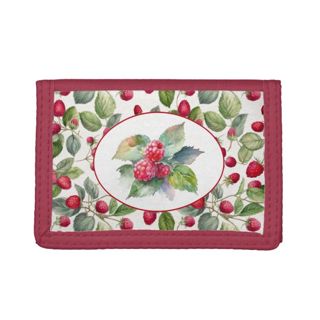 Cute Raspberries Watercolor  Trifold Wallet (Front)