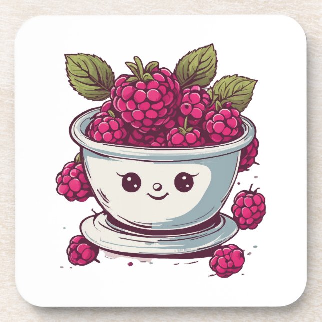 CUTE RASPBERRY BEVERAGE COASTER (Front)
