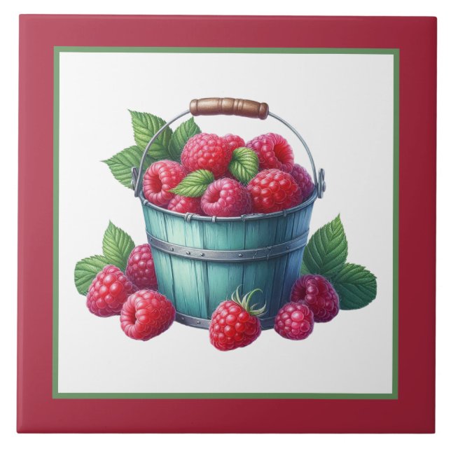 Cute Raspberry kitchen crafting home business  Ceramic Tile (Front)