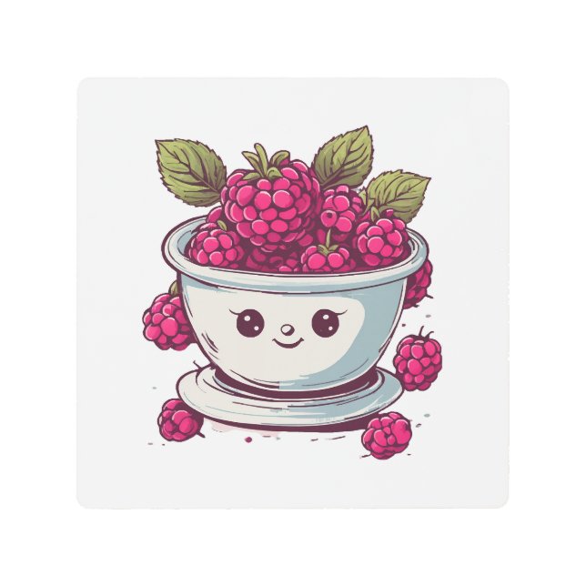 CUTE RASPBERRY METAL PRINT (Front)