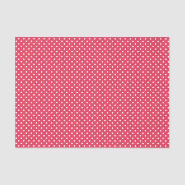 Cute Raspberry Pink & White Polkadots Tissue Paper (Front)