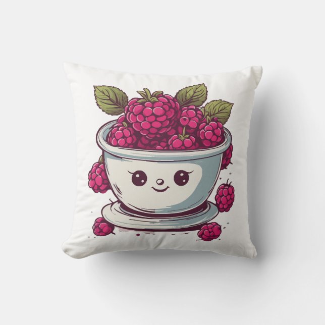 CUTE RASPBERRY THROW PILLOW (Front)