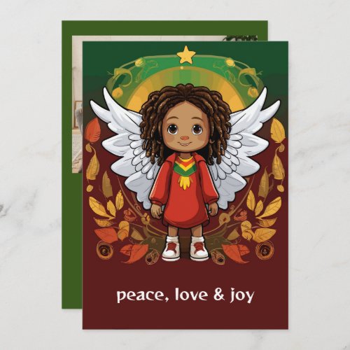 Cute Rasta Angel Customizable Christmas Holiday Card