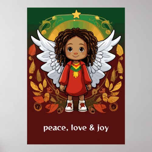 Cute Rasta Angel Customizable Christmas Poster