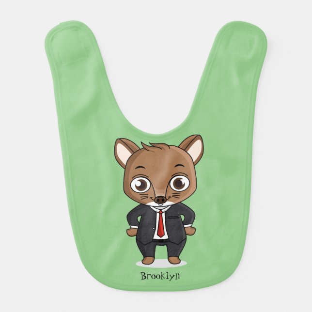 Cute rat cartoon illustration baby bib (Front)