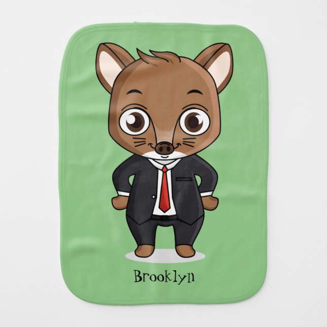 Cute rat cartoon illustration baby burp cloth (Front)