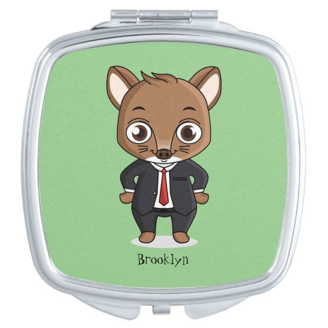 Cute rat cartoon illustration  compact mirror (Front)