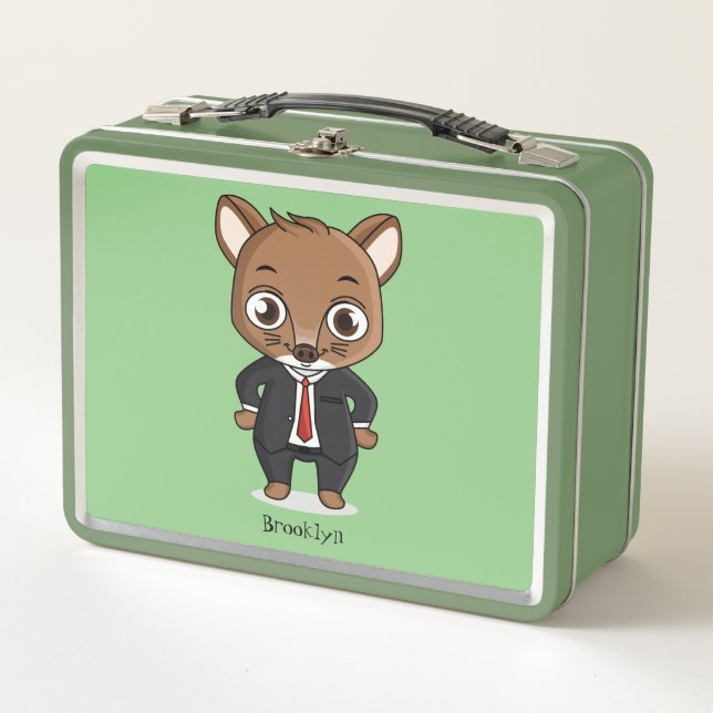 Cute rat cartoon illustration metal lunch box (Front)