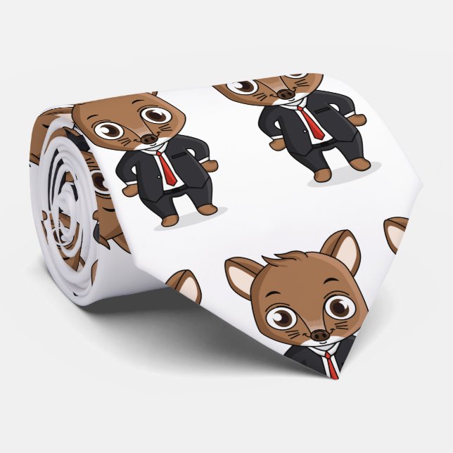 Cute rat cartoon illustration neck tie (Rolled)