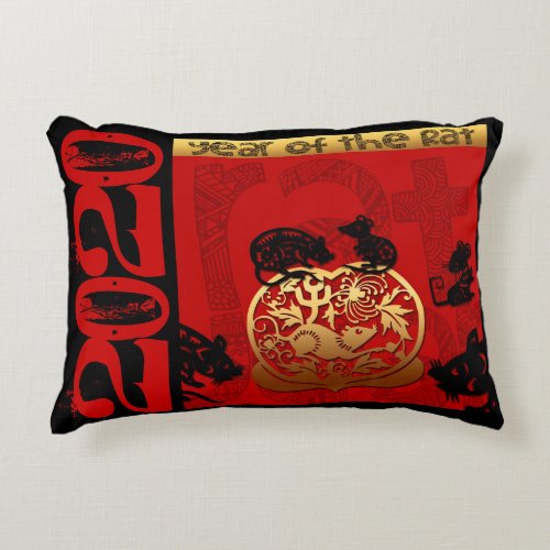 Cute Rat Chinese custom Year Zodiac Birthday AcP Accent Pillow