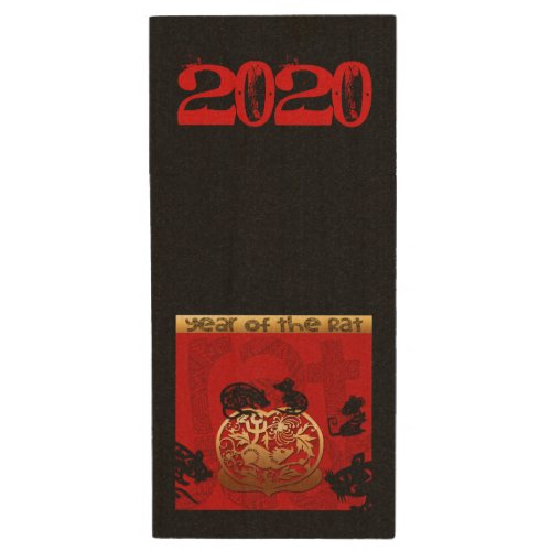 Cute Rat Chinese custom Year Zodiac Birthday Name Wood Flash Drive