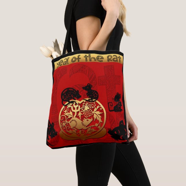 Cute Rat Chinese New Year 2020 Zodiac Birthday ATB Tote Bag (Close Up)