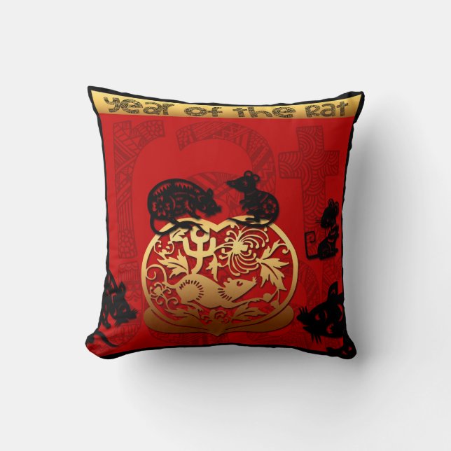 Cute Rat Chinese New Year Zodiac Birthday SqP Throw Pillow (Front)