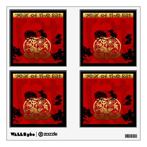 Cute Rat Chinese New Year Zodiac Birthday SqWD Wall Decal